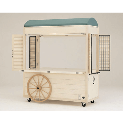 【大阪市都島区引取りor大阪府内配送】レア！ 特注品 実演 販売 台 什器 屋台 屋台風什器対面販売タイプ古代色 ｜ 商品紹介 ｜ 株式会社友屋